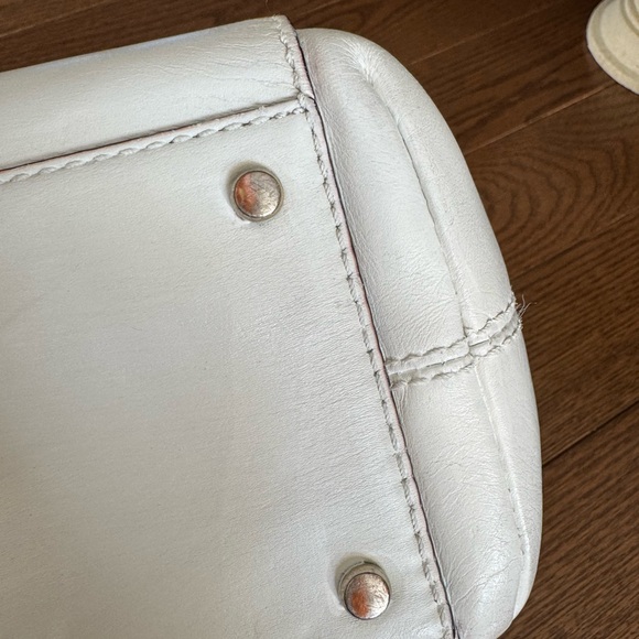 Kate Spade Beige linen  and White Leather Satchel - Picture 6 of 15